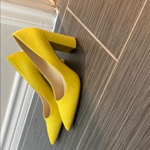 Yellow brand new shoes